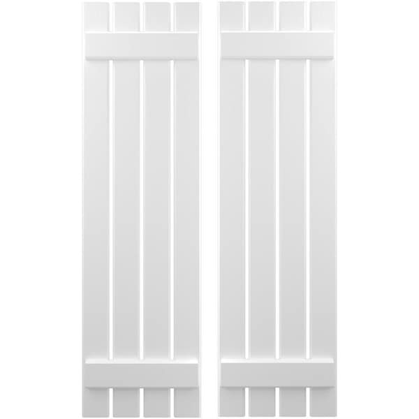 Ekena Millwork Americraft 4-Board, 2 Batten Exterior Real Wood Spaced Board-n-Batten Shutters, ARW101SB415X77WHH, PR ARW101SB415X77WHH - main